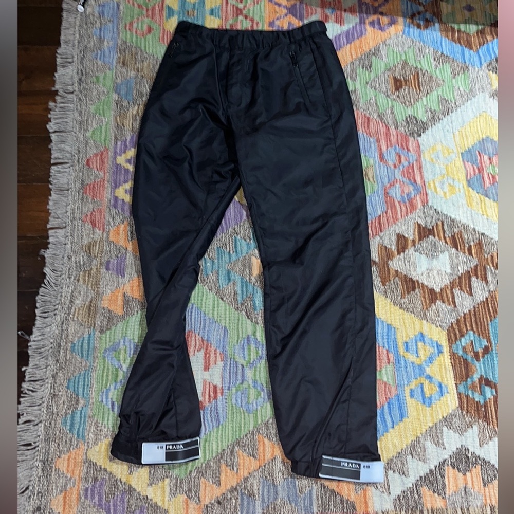 PRADA 18 S/S GABARDINE NYLON ADJUST STRAP PANTS BlACK TRACK SIZE 50
